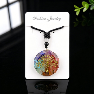 Pendentif énergétique Orgone 7 Chakras pour la guérison <span class=keywords><strong>Reiki</strong></span>, rond, en résine avec éclats de cristal, collier Orgonite, bijoux spirituels - Product Image 6