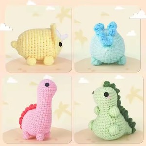 Accessoires de crochet, kit de crochet, jouets animaux dinosaures, kits d'artisanat de crochet DIY, tricot à la main avec tutoriel vidéo en anglais - Product Image 5