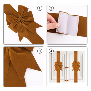 شريط مخملي بني كبير لتزيين هدايا عيد الميلاد والنوافذ والجدران والأثاث والحفلات، أشرطة زينة للمطبخ والأبواب - Product Image 3