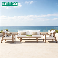 Modernes Teakholz Outdoor-Sofa-Set, Moderne Gartenmöbel-Garnitur für Innenhof, Resort, Villa, Hotelgarten