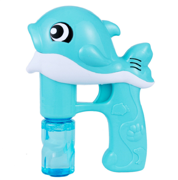 Outdoor bubble gun 2 bottle bubble water set lovely dolphin bubble machine for kids with music and light