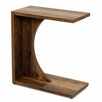 Table d'appoint rustique en forme de C en bois, à glisser sous le canapé, pour le salon