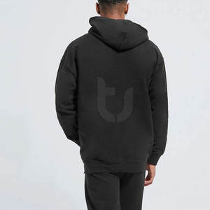 Sudadera con capucha térmica con logotipo personalizado para hombre Chaqueta de invierno con patrón de diseñador sólido para estampado de hojaldre 100% algodón teñido liso - Product Image 2