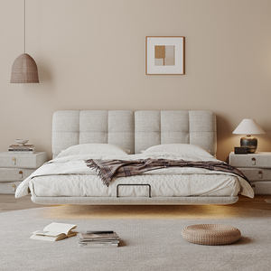 Giường ngủ nổi kiểu mới chất liệu vải lanh nhập khẩu 1.8m phong cách Wabi Sabi tối giản sang trọng nhẹ nhàng, thiết kế cạnh liền mạch, dành cho phòng ngủ chính - Product Image 2