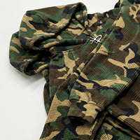 Sweat à capuche zippé oversize en coton gaufré épais pour homme, avec logo personnalisé, imprimé camouflage, style streetwear de haute qualité