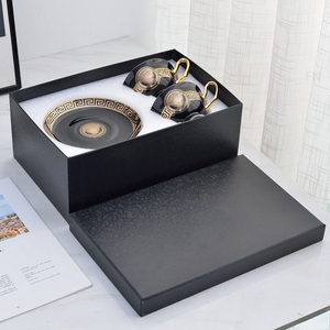 Bone China Coffee <b>Cups</b> and Plates Light Luxury Retro Black Glazed Afternoon <b>Tea</b> <b>Cups</b> 2-piece Gift Box <b>Set</b> - Product Image 3