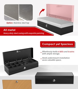 Cajón <span class=keywords><strong>de</strong></span> efectivo estándar portátil para caja <span class=keywords><strong>de</strong></span> dinero <span class=keywords><strong>de</strong></span> supermercado, con tapa abatible <span class=keywords><strong>de</strong></span> almacenamiento <span class=keywords><strong>de</strong></span> metal, 8 billetes ajustables/8 <span class=keywords><strong>monedas</strong></span> - Product Image 2