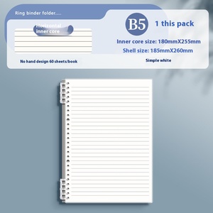 Diario de cuadrícula cuadrada transparente A5, cuaderno de hojas sueltas desmontable de tapa dura de cuero de alto color para estudiantes de secundaria sin mano - Product Image 6