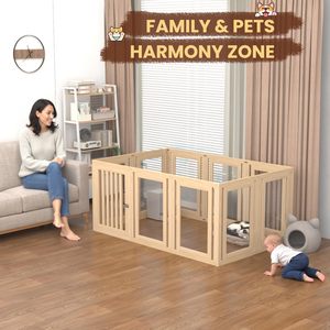 Playard anjing 3-in-1 yang dapat disesuaikan-termasuk panel tahan kunyah, tikar lantai dapat dilepas & bel latihan (hingga 20 kaki m²) - Product Image 6