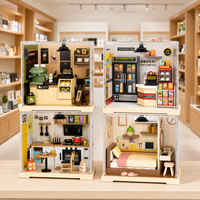 Kit miniature de maison de poupée DIY, kit de maison miniature 3D, puzzle, coin lecture, maison de poupée moderne en bois pour adultes, décoration intérieure, cadeau