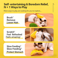 Brosse auto-nettoyante pour chat Durian Cat, antibactérienne, multifonction, avec herbe à chat, griffoir mural pour soulager les démangeaisons des chats, action lente