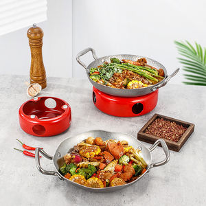 Olla de arroz de marisco <span class=keywords><strong>Vintage</strong></span> de acero inoxidable, Paella para cocinar en casa, platos para aperitivos de Picnic, utensilios de cocina, cacerola, ollas secas con asa - Product Image 1