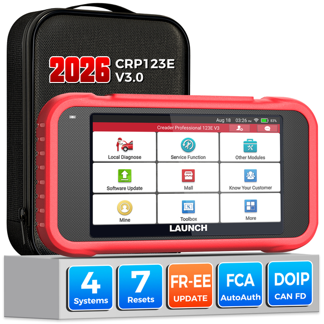 LAUNCH 2026 New CRP123E V3.0 OBD2 Automotive Scanner with 7 Resets Oil/Throttle/SAS/BMS/EPB/DPF/ABS Bleeding