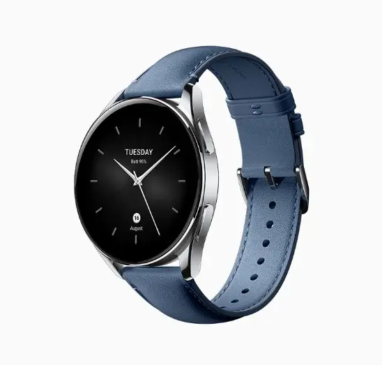 Xiaomi watch s2 pulseira de relógio inteligente, smartwatch com anel de monitoramento de oxigenação do sangue, pulseira esportiva de saúde, 46mm, laço de prata, pulseira azul de couro