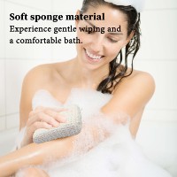 Éponge de bain rectangulaire épaisse en coton et lin naturel avec boucle de suspension, réutilisable, exfoliante, écologique, pour le corps et la douche