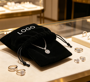Bolsas de Terciopelo Negro con Cordón, Bolsitas Personalizadas con Logotipo para Joyería, para Anillos, Aretes, Collares y Embalaje - Product Image 2