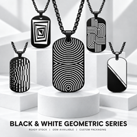 Collier personnalisé en acier inoxydable noir avec gravure laser et logo imprimé pour l'approvisionnement en gros des marques