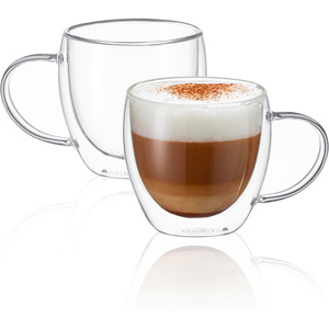 Tasse en verre borosilicate transparent à double paroi avec poignée, 150 ml, 250 ml, 350 ml, 450 ml - Product Image 1