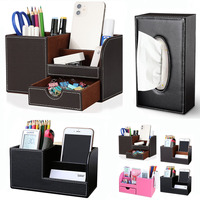 Organisateur de bureau LOWO, boîte de rangement multifonction en cuir PU pour fournitures de bureau, stylos/crayons, petite boîte de rangement pour salle de bain/chambre