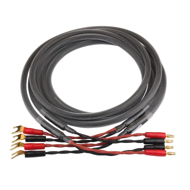 YYAUDIO 16/4 OFC 4 Cores Speaker Cable HiFi 2mm 4mm Banana Plug Y Spade Audio Cable High End Amp Horn Line