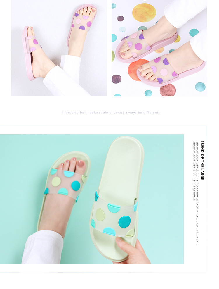 Custom Transparent Slippers Indoor Non-slip Cute Cartoon Polka Dot Slippers for Women