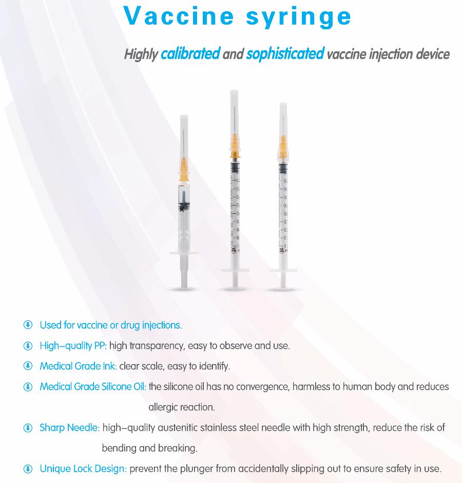 Jeringa de vacuna desechable estéril de 0,5 ml con bloqueo automático único y autoinhabilitante destructiva