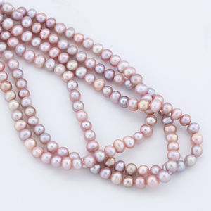 6-7mm AAAAグレードナチュラルホワイトピンクパープル生水パールビーズルーズポテトスタイルジュエリー作りネックレスブレスレット - Product Image 5
