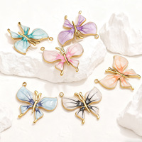 Pendentifs DIY en acier inoxydable avec strass et breloques papillon émaillées colorées, très demandés pour la fabrication de bijoux (bracelets et colliers)