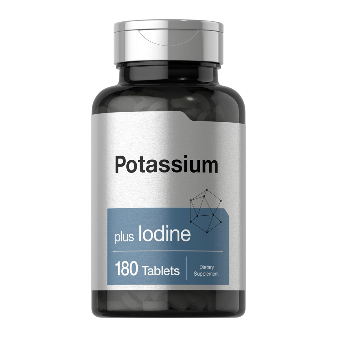 Potassium Plus Iodine 180 Vegetarian Tablets As Potassium Iodide Non-GMO and Gluten Free Supplement