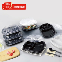 Boîte à lunch jetable en pp avec couvercle Conteneur congelé à plusieurs compartiments en plastique à emporter pour aliments au micro-ondes Emballage de restaurant