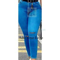 Jeans moulants déchirés taille haute Sexy Ass Blank Black Legging Skinny Girl pour femmes dames