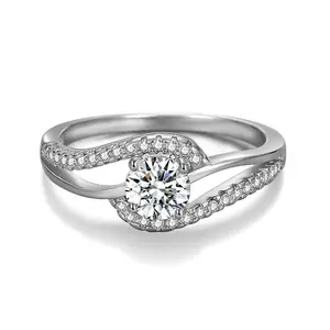Bijoux Zircon Vintage Love Diamond bague de engagement ring 925 bagues de mariage en argent Sterling