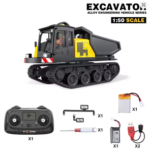 Mini-excavatrice métallique 970 à l'échelle 1/50, modèle de simulation RC prêt à l'emploi avec lumières et sons, camion benne télécommandé 25-30m - Product Image 5