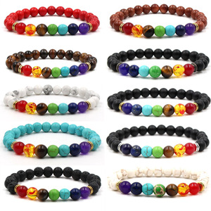 Yumfeel — <span class=keywords><strong>Bracelet</strong></span> en perles multicolores naturelles, en pierre volcanique noire, diffuseur des <span class=keywords><strong>7</strong></span> <span class=keywords><strong>chakras</strong></span>, vente en gros - Product Image 6
