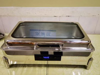 Chauffe-Plats Commercial de Luxe en Acier Inoxydable 304 avec Couvercle Visuel à Commande Tactile Intelligente pour Hôtels et Buffets