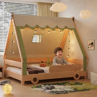 Lit d'aventure KUKU en bois massif pour enfants, lit en forme de maison ou de voiture, peinture à base d'eau écologique, meubles pour enfants à thème
