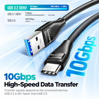 Kabel SAMZHE USB 3.2 Gen2 USB-A ke USB-C 10Gbps 60W Pengisian Cepat Transfer Data Tembaga Murni PVC