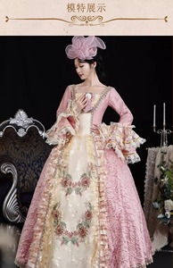 QQWZ713 mujeres Medieval Royal Rococó estilo <span class=keywords><strong>barroco</strong></span> disfraz Deluxe encaje Trim Ball vestido victoriano con sombrero personalizado - Product Image 5