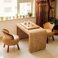 Ensemble table basse et chaises en rotin, mobilier de maison, petit ensemble de balcon en bois massif, style chinois d'inspiration zen