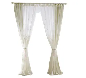 Rideau brodé blanc transparent pour fenêtre de Style Pastoral, Tulle brodé Floral pour chambre à coucher