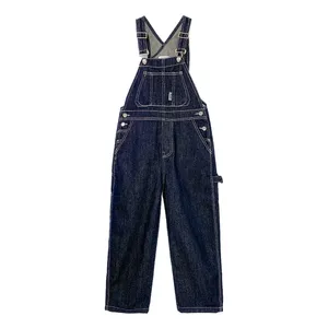 Pantalon décontracté de style européen pour filles, nouveau <span class=keywords><strong>jean</strong></span> droit longueur cheville avec bretelles et poches, grande taille pour enfants, collection printemps-automne - Product Image 5