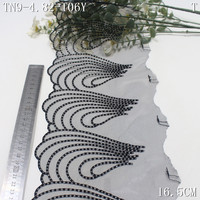 Dentelle en tissu voile en maille, forme de coquille, 19 cm, fine, douce, noire, broderie, bordure en dentelle pour vêtements grande taille pour femmes, accessoire