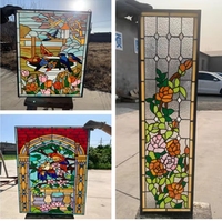 Fournitures personnalisées Vitrail de bâtiment d'art Pièces de verre biseauté pour lucarne et panneau de fenêtre Vitrail de porte d'entrée