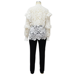 Nuevo Diseño, Camisas y Blusas Sexys Transparentes con Encaje Calado, Moda Femenina - Product Image 4