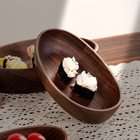 4 assiettes à sushi vintage de style japonais, exquises et élégantes, en forme de bateau, décoration de table, bateau de service en bois pour sushi