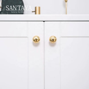 Gagang Kuningan Poles Santaya untuk Lemari Dapur, Kenop Laci Lemari Pakaian Kamar Tidur, Gagang Furnitur - Product Image 4