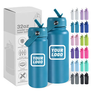 Bouteille d'eau de sport portable de 32 oz, flacons isothermes en métal à double paroi de 18 oz, thermos sous vide avec poignée et couvercles - Product Image 2