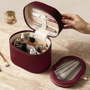 Custom Logo PU Leather Zipper Travel <b>Makeup</b> Bag Closure Large Capacity <b>Makeup</b> Storage <b>Cases</b> & Waterproof Cosmetic Organizer Bag - Product Image 1