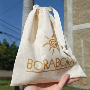 Small MOQ Cotton Canvas <b>Drawstring</b> Dust Bag Custom Logo Jewelry Gift Packaging Bag Recycled Cotton Dust <b>Pouch</b> - Product Image 3