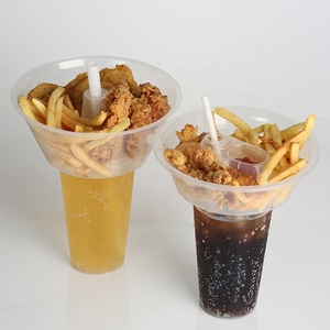 Vaso Desechable de PP para Snack y Bebida <span class=keywords><strong>2</strong></span> en 1 Personalizado, Vaso de Plástico para Té con Leche y Refresco con Tazón - Product Image 4